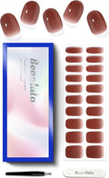 Semi Cured Gel Nail Strips - UV Light Gel Nail Stickers - 20 Long Lasting Salon Quality Wraps (Captivating Rosewood Red)