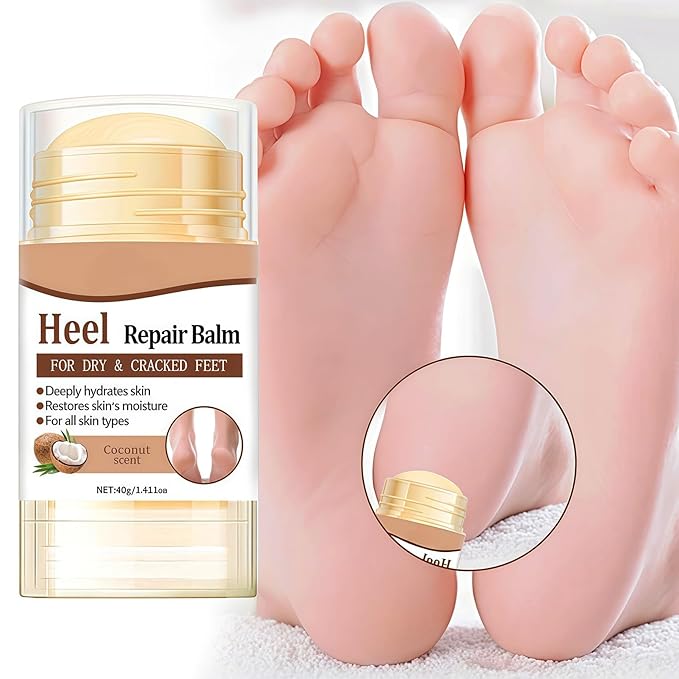 2Pcs Coconut Foot Balm Stick, Moisturizing Foot Stick for Dry Cracked Heels, Hand Elbow and Knee Balm, Nourishing Heel Care for Women and Men, Portable Travel Moisturizer