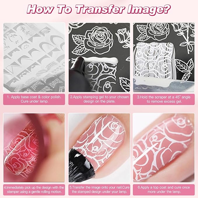 Biutee Nail Stamping Plates 2Pcs French Tip Stamp Plate 110 Patterns Nail Stamping Kit With Silicone Stamper Scraper Large Lace Line Flower Nail Art Stamping Template Holiday Gift for Women