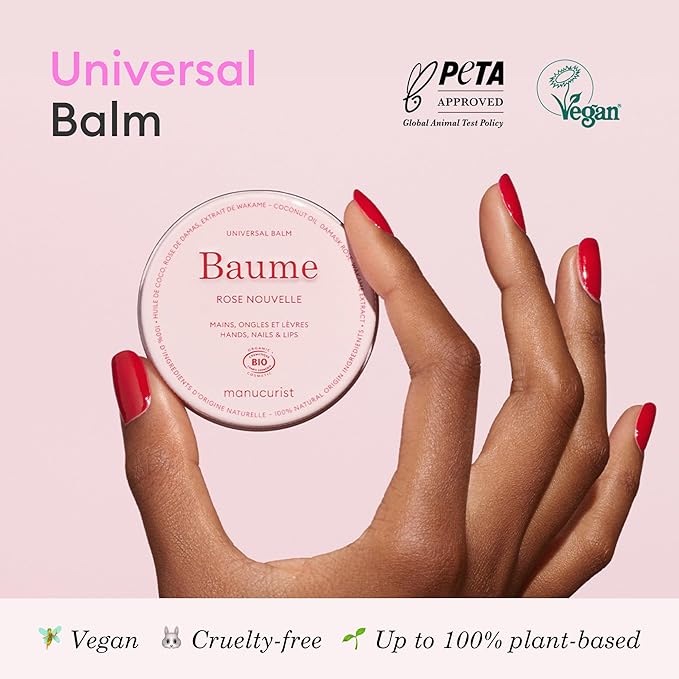 Manucurist Organic Hand Balm – Multi-Purpose 100% Organic Hand & Nail Lip Treatment – Coconut Oil, Damask Rose Oil – Magic Balm – Hand Care - Lip Care – Practical Gift for Women - Travel Beauty