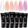 Beetles Poly Nail Gel Set - 6 Colors Jelly Nude Pink Builder Nail Enhancement for Beginner & Professional Nail Extension Kit DIY Home for Women Girls, UV & LED Needed
