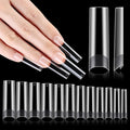 Flattened No C Curve, XXL Square Nail Tips, Half Matte Clear Half Cover Tapered Square Straight Flat Tips for Acrylic Nails Salons Home DIY Extensions(12 Sizes 240PCS)