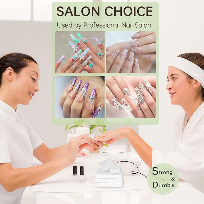 Maryton Mini Nail Buffer Blocks - 100/120 Grit Professional Salon White Buffers - Buff Nails Prior to Application of Gel Polish, Acrylic, 50 Count