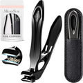 MelodySusie Wide Jaw Opening Nail Clippers, Toenail Clippers for Seniors Thick Nails, Angled Head Large Nail Clippers for Men Women with Nail File, Fingernail Cutter with Catcher Long Handle, Black
