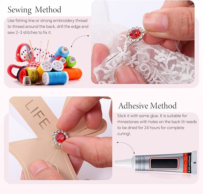200 Pcs 12MM Sew on Rhinestones Mixed Colors Crystal Glass Metal Base Flower Shape, Flatback Rhinestones for Crafting, Sewing Accessories for Clothes and Shoes (Red)