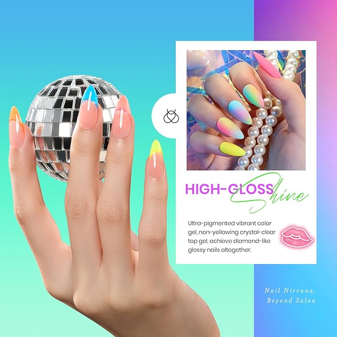 Beetles Spring Gel Nail Polish Set - 20 Colors Neon Gel Polish Kit with 3Pcs Base Top Coat Hot Pink Orange Blue Lemon Green Glitter Colors Soak Off UV Manicure Rainbow Nail Gift for Women