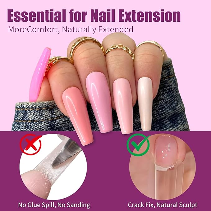 280 Pcs Original Sandwich Nails Dual Form with Guide Lines Long Ballerina Nail Mold for Builder Gel Nail Extensions Art Design Salon DIY at Home