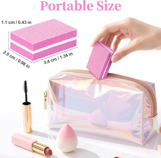 100 Mini Nail Buffers Block - 80/100 Grit Mini Buffing Block limas para uñas Fingernail Files Bulk Dual Grit Nail Files for Acrylic Gel Natural Nails Manicure Pedicure Portable Nail Care Kit