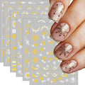 9 Sheets Christmas Snowflake Nail Stickers, Gold White 3D Self-Adhesive Winter Nail Art Decals for Women Girls Xmas Snow Sparkle Manicure Decorations