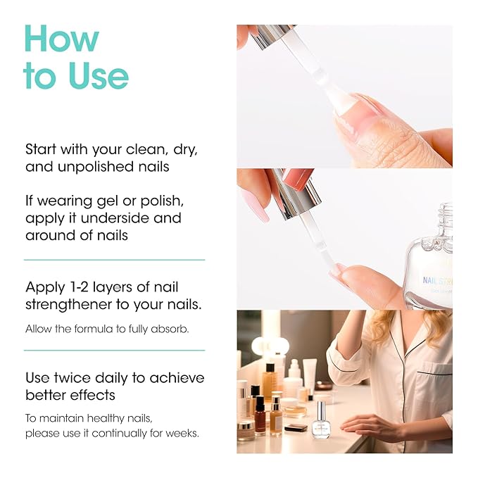 GELLEN Nail Strengthener, 8-In-1 Pro Care Strengthens & Protects Nails Growth Calcium Keratin Active Nourish Nail Repair Growth Treatment for Weak Nails, Air Dry Clear, Non-Polish, 15ml Unscented