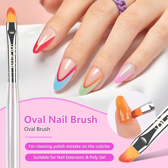 BQAN Nail Art Clean Up Brushes,3PCS Flat/Oval/Fine Angled Gel Nails Brush for Cleaning Polish Mistakes on the Cuticles, Nail Art Tools for Nails Design Painting and DIY (Clear)