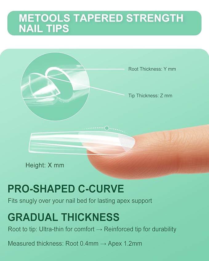 Extra Thick Short Coffin Nail Tips, Natural Curve Strong Clear Pre-etched Press on Nail Gel Extension, Full Cover False Nail Tipsfor Acrylic French Salon DIY 15 Sizes 360 pcs