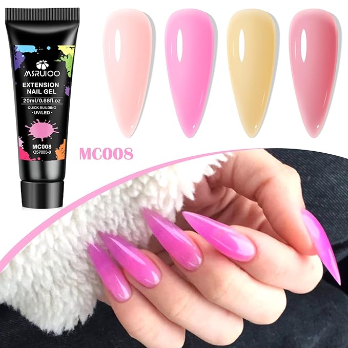 10PCS Pink Poly Nail Gel Kit Poly Extension Nail Gel Kit Skin Tones Nail Extension Set Manicure DIY Design Beginner Kit