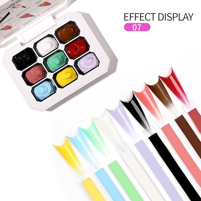 Ombre Gel Polish Nail Sponges for Ombre 9 Series Colorful Blush Effect Pat Painting Gradient Blooming gel ombre & pat paint for nails Multistyle French Manicure Nail Art DIY Home (A7, 1)