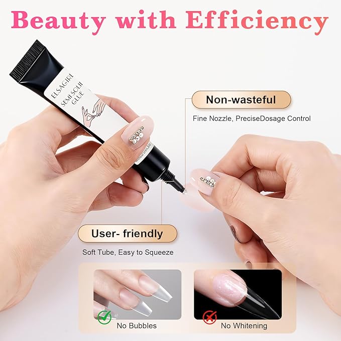 Quick Dry Gummy Nail Glue for Press Ons, 10g Semi Solid Air Dry Adhesive, No UV Lamp Needed, Long Lasting Putty for Fake Nails