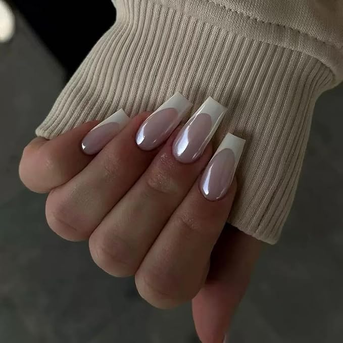 press on nails Aurora White French Nail Wearers | Classic meets Magic, Premium Narrative Poem at Fingertips