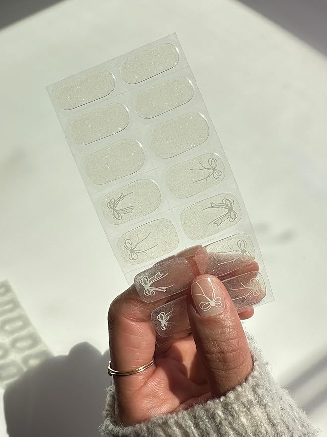 Semi Cured Gel Nail Strips (Silver Belle)