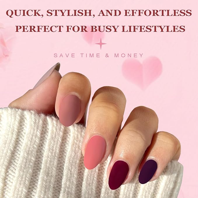 AddFavor Press on Nails Medium Almond Fake Nails, 576pcs 24 Colors Almond Press on Nails Full Cover Acrylic Nail Press ons, Matte False Nail Tips for Women Glue on Nail