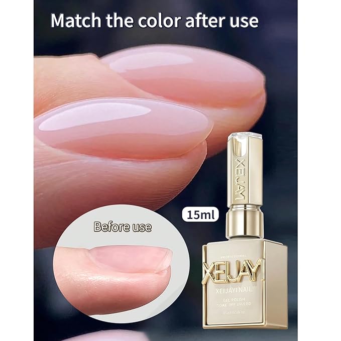 Xeijayi Clear Builder Gel for Nails 15ml – Soak-Off UV/LED – Strengthening “Builder in a Bottle” – Nail Extension & Overlay – Self-Leveling, Quick Cure, Chip-Resistant, Professional Gel