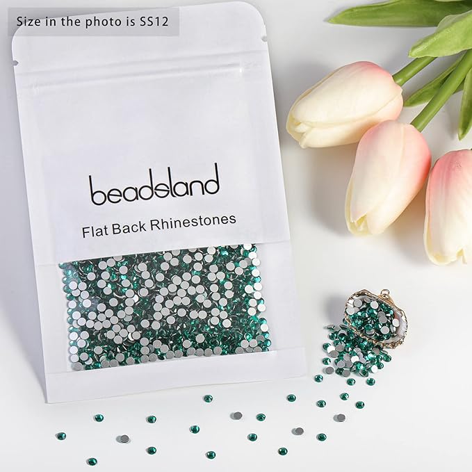Beadsland Flat Back Crystal Rhinestones Round Gems for Nail Art and Craft Glue Fix, Blue Zircon, 3.0-3.2mm, SS12/1440pcs