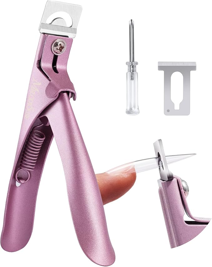 MelodySusie Acrylic Nail Clippers, Professional Nail Clippers Cutters for Acrylic Nails Fake Nail Tips, Adjustable Stainless Nail Trimmer, Manicure Tool for Salon Home Nail Art (Rose Gold)