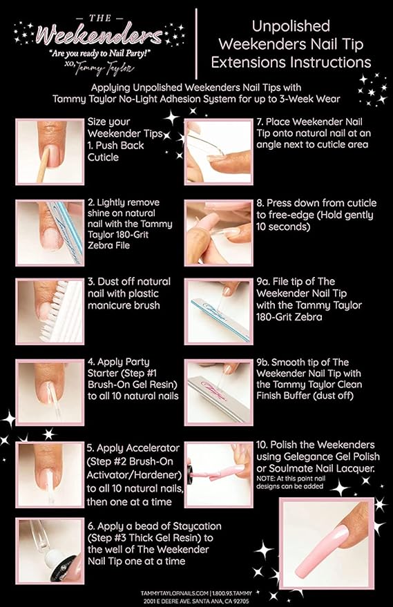 Tammy Taylor Acrylic XX Long Coffin Nail Tip Extensions | Tapered Square Clear Full Coverage, Natural Lightweight, Long Lasting, Professional C Curve Acrylic Nail Tips | The Weekenders All-in-One Kit