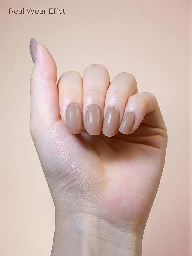 Pre Cured Gel Nail Strips - 44PCS Salon Quality Gel Nail Stickers - Long Lasting Polish Wraps for Women no UV Light Needed Easy Apply& Remove (Minimal Nude)