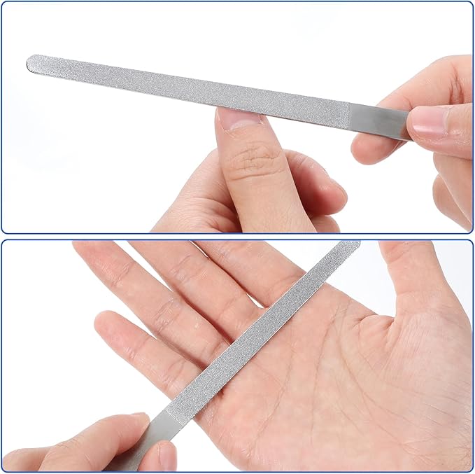 6 Pcs Diamond Deb Nail File Stainless Steel Buffers, Metal Nail File with Sharp Pointed Tip for Natural Nails Double-Sided Manicure Pedicure Toenail Tools for Salon and Home