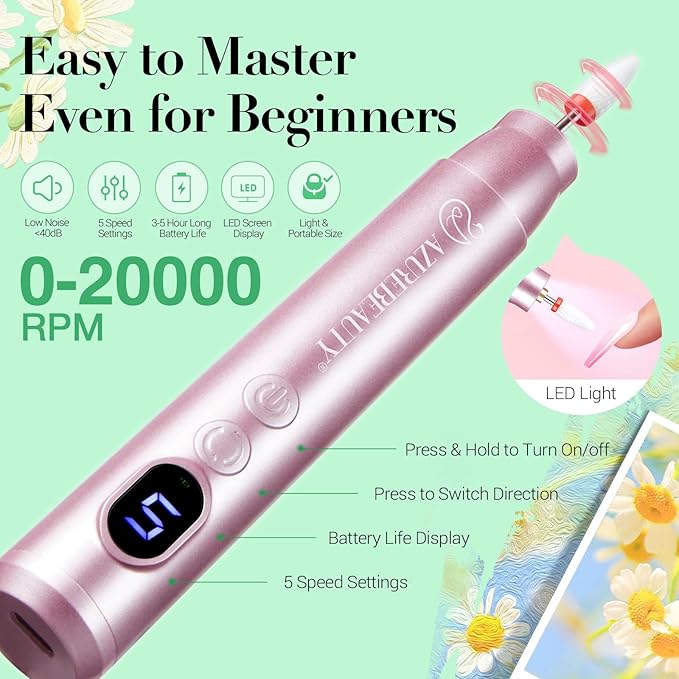 AZUREBEAUTY Dip Powder Nail Kit with Electric Nail Drill 24 Colors Summer Green Pink Orange Nail Starter Kit with Dip Liquids Base Top Coat Activator Portable Manicure French Nail Art Essential Set