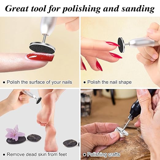 120 Pcs Sanding Paper Disc w/ 2 Metal Bit, 80/120/180/240 Grit Round Pedicure Replacement Sanding Discs for Electric Nail File Bits, Foot File Sandpaper Discs for Dead Skin Foot Callus Remover