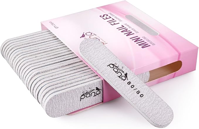 25pcs - PANA Mini Double-Sided Emery Nail File for Manicure, Pedicure, Natural, and Acrylic Nails - Zebra (Grit 80/80)