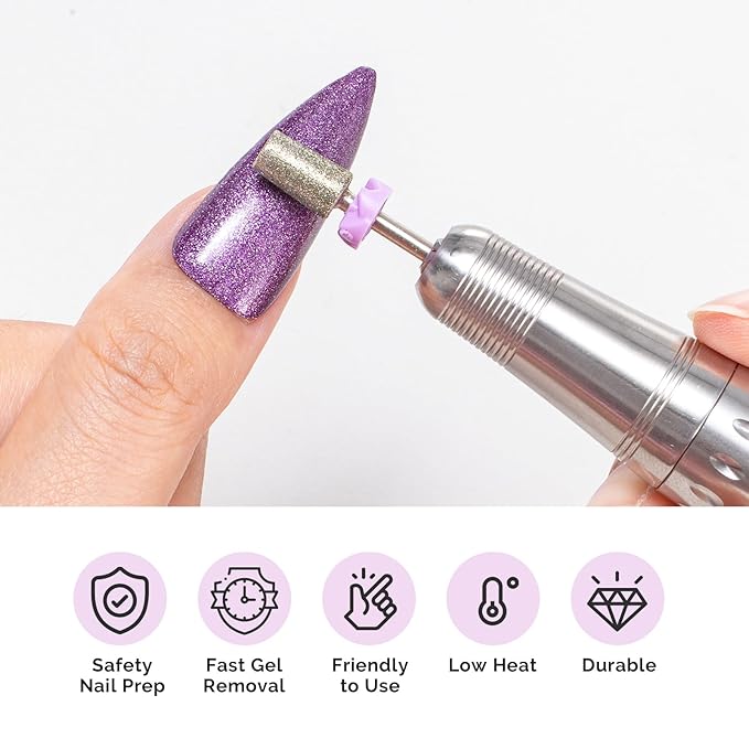 MelodySusie Nail Drill Bits, 10Pcs Diamond Sanding Bit Set with 40pcs Small Sanding Bands (#120#180#240 Grits) with 3.1mm Mandrel Bit, Nail Gel Polish Remover Tool for Acrylic Nails Manicure Nail Prep