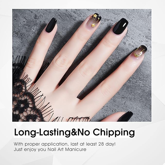 VENALISA Gel Nail Polish, 12ml Black Color Soak Off UV LED Nail Gel Polish Nail Art Starter Manicure Salon DIY at Home, 0.43 OZ