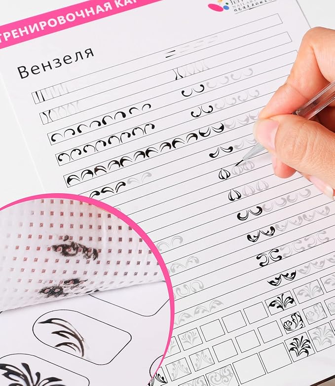 Nail Art Book Design Practice With 3pc Rose Gold Nail Liner Pen 360pcs Nail Wipes Lines Drawing Painting Template Learning Book Manicure Tools For Beginner (white)