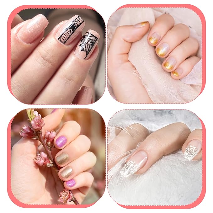 4PCS Double Ended Nail Art Brushes, Hard Gel Brush for Nails, Builder Gel Brush Oval Gels Nails Brushes with Rhinestone Handle for Design Nail