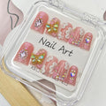 Handmade Press on Nails Butterfly Press on Nails Short Duck Shaped Fake Nails Rhinestones Acrylic Nails Full Cover Reusable Flower False Nails for Women Girls Nail Accessories (Size M)