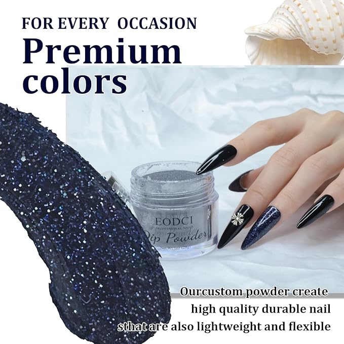 1 Oz/28g Black Dip Powder, Nail Dipping Powder French Powder Pro Collection System Nail Art Starter Manicure Salon DIY at Home, Odor-Free&Long-Lasting, No Needed Nail Lamp Curing