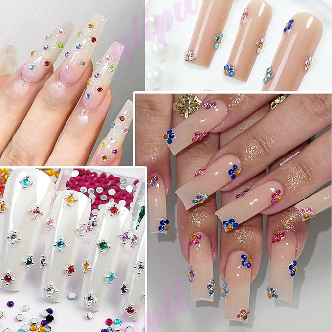 24 Color Full Grids 2mm Small Crystal Resin Rhinestones for Bedazzling Crafting SS6 Tiny Flatback Stones Colorful Gems Diamonds Charms for Nails Eyes Face Makeup Tumblers Bottles DIY Crafts
