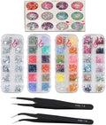 Xiaoyu 5 Boxes Nail Art Rhinestones Kit Nail Rhinestones Multicolor Nail Studs Horse Eye Rhinestones for Nail Art Decorations Supplies with 2PCS Tweezers, C