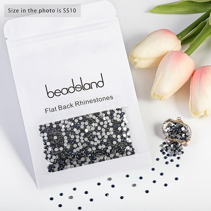 Beadsland Flat Back Crystal Rhinestones Round Gems for Nail Art and Craft Glue Fix, Montana, 2.7-2.9mm, SS10/1440pcs