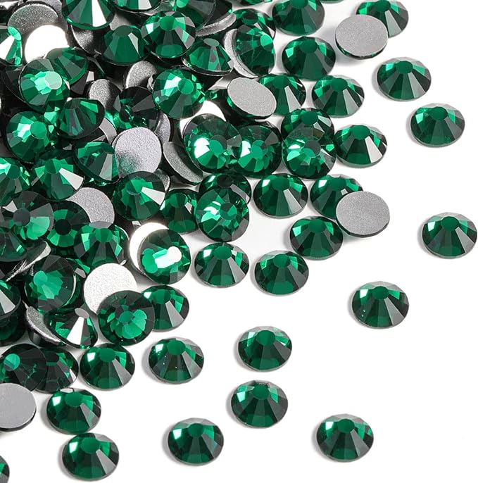 Beadsland 2880pcs Flat Back Crystal Rhinestones Round Gems for Nail Art and Craft Glue Fix,Emerald,SS16,3.8-4.0mm