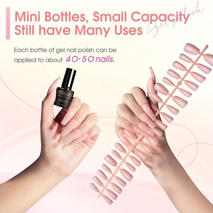 ROSALIND Jelly Gel Nail Polish Set, 30PCS 26 Colors Jelly Translucent Pink Milky White Nude Nail Gel Base and Glitter Glossy Matte Top Coat Translucent Collection French Nails Gift for Women
