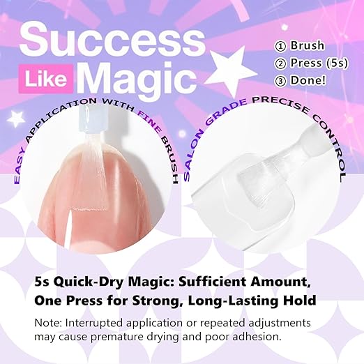 Super Strong Nail Glue: 10ml - Professional Adhesive for Press Ons & Acrylic Nails & Fake Nail Tips Long-Lasting Mess-Free Quick-Dry for DIY Manicure