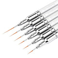 Liner Brush for Nails, 6Pcs Thin Nail Art Brushes Professional Nail Detail Brush for Gel Polish Sizes 5/7/9/11/15/25mm (Silver)