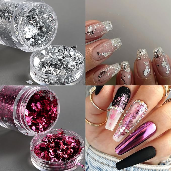 Poly Nail Gel Kit with Gold Nail Foil Flakes