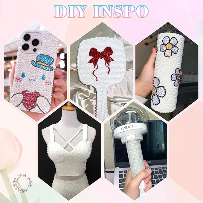 25000Pcs White Rhinestones for Bedazzling with B7000 Jewelry Glue, Non Hotfix Flatback Gems, Crystal Resin Rhinestones for Crafting Crafts Clothing Tumblers Mugs Shoes Fabric Decor Nail Art