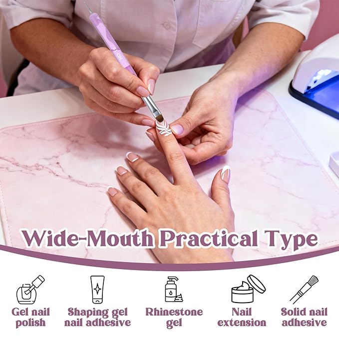 4 Pcs Nail Clean Up Brush French Gel Acrylic Nail Art Brushes Two Way French Tip Brush with Dotting Professional Manicure Tool for Cuticle Clean up Detailed Designs Dotting Pen (10#, 12#, 14#, 16#)