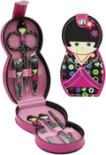 Aibearty Adorable Russian Doll Pattern Stainless Nail Clippers Set of 6Pcs, Professional Grooming Kit, Nail Tools with Luxurious Travel Case