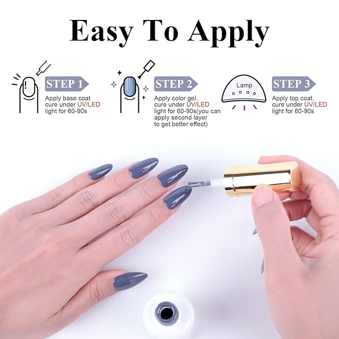 Imtiti Gel Nail Polish, 0.5 Fl Oz Lavender Grey Color Soak Off LED UV Polish for DIY Nail Art, Manicure Salon Kit for Women Girls