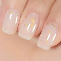 YTD Likomey Nude Gel Nail Polish,15ml Milky White Gold Foil Translucent Neutral Jelly Sheer Gold Flakes Glitter Salon Home DIY Nails Art Manicure UV Nail Gel Varnish,LS10